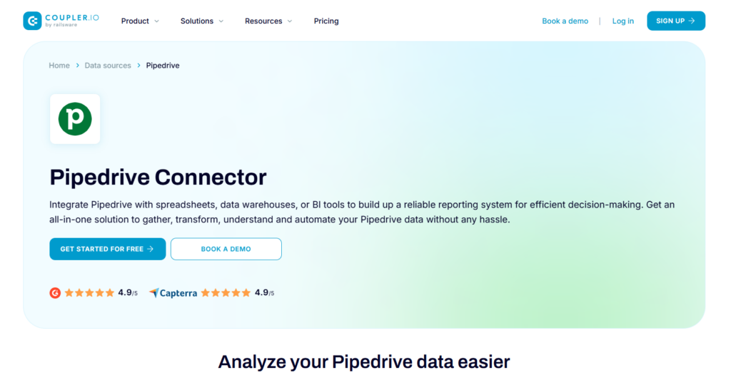 coupler.io pipedrive connector screenshot