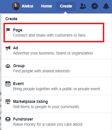 Facebook sivun luonti