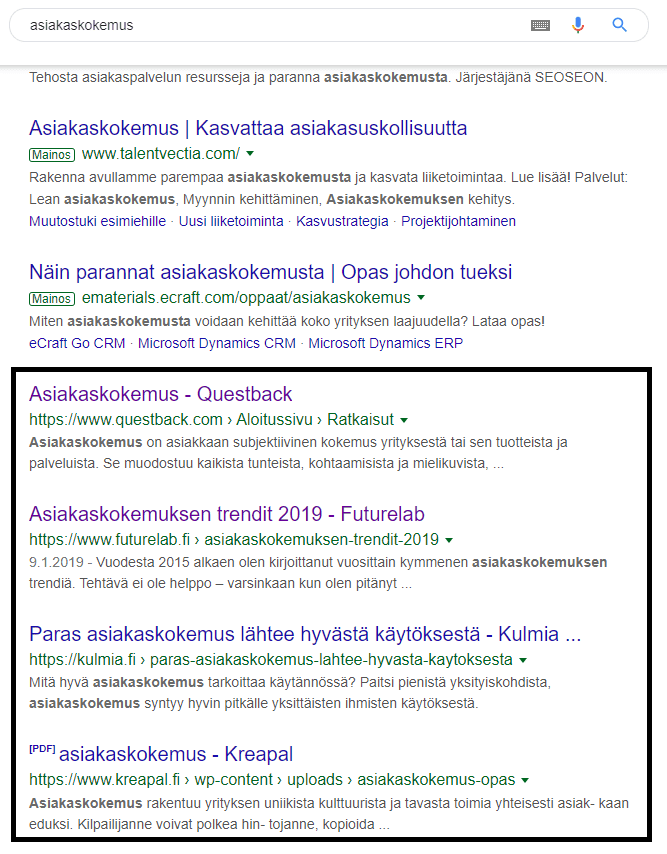 orgaaninen google markkinointi
