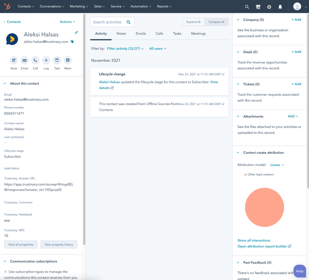 hubspot example trustmary