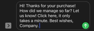 sms testimonial from example