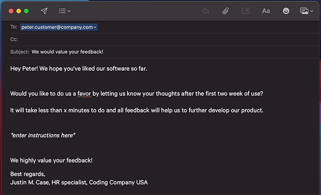 email template for testimonials
