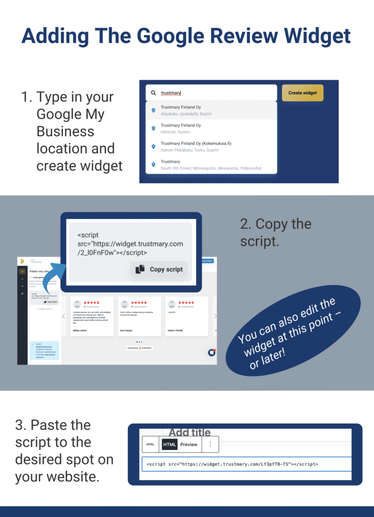 adding the google review widget to your website