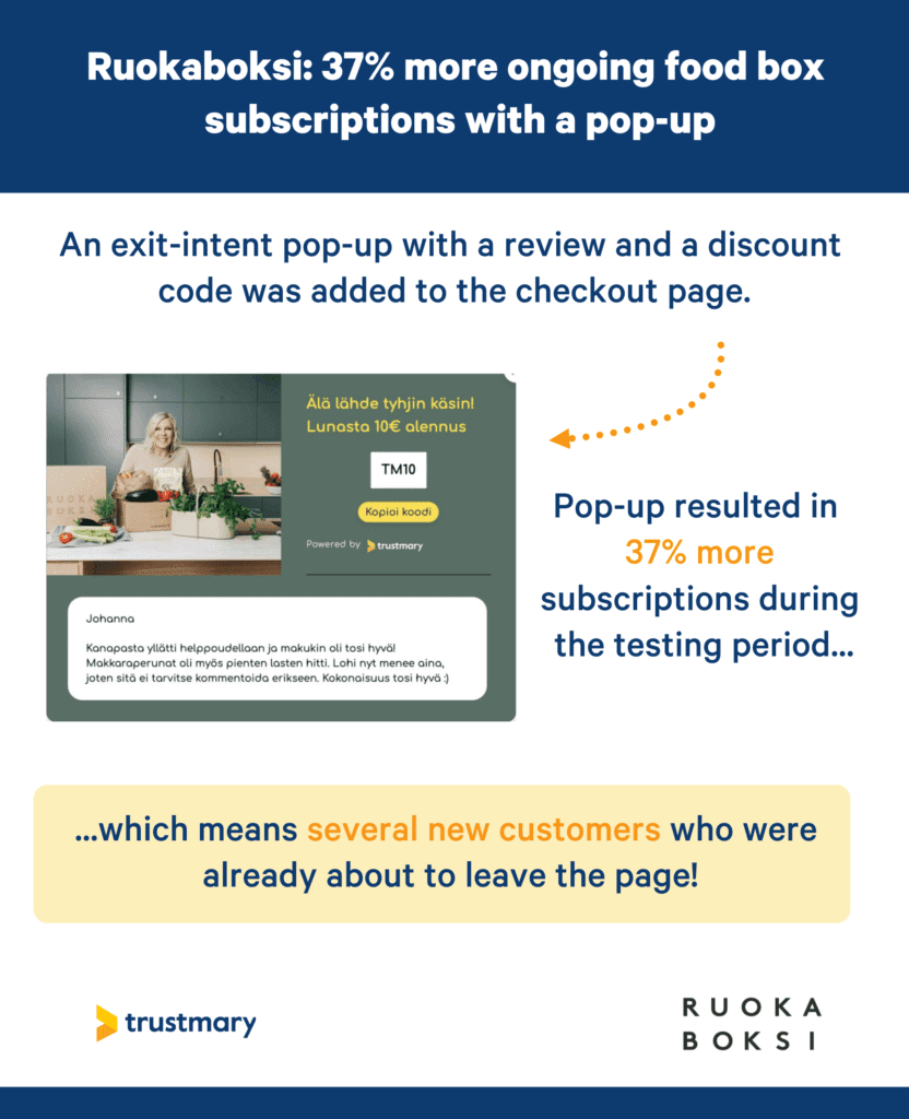 exit intent popup with discount example
