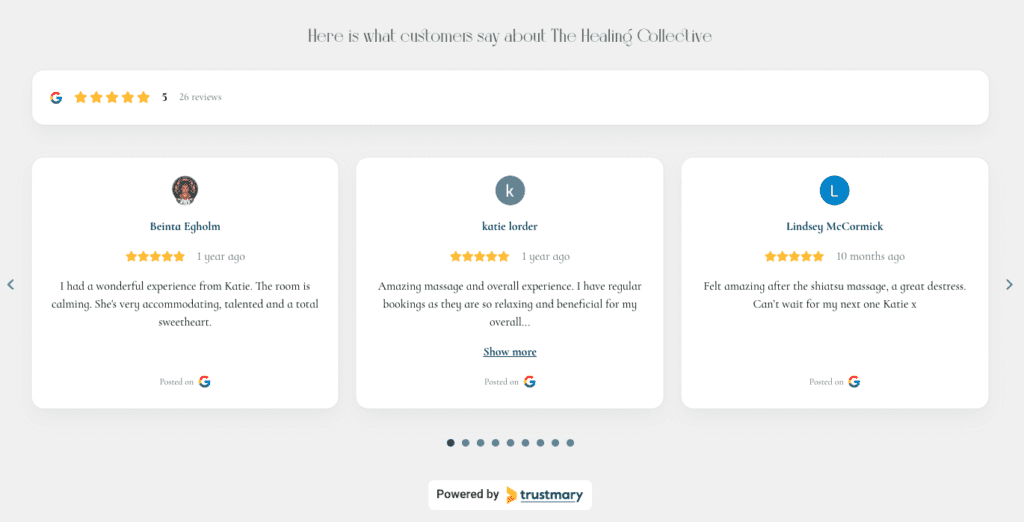 exemple de widget google review sur squarespace