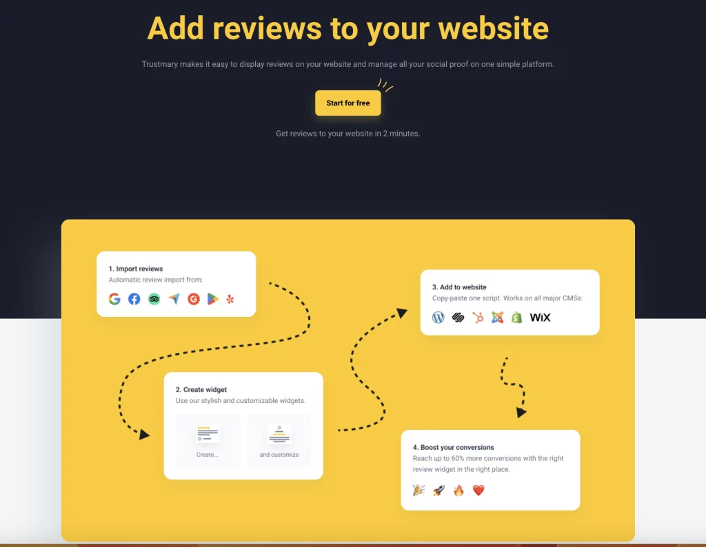 trustmary is a great tool to use to add reviews to any website