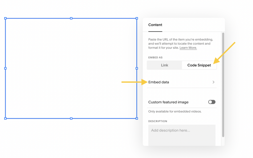 context menu on squarespace add code snippet