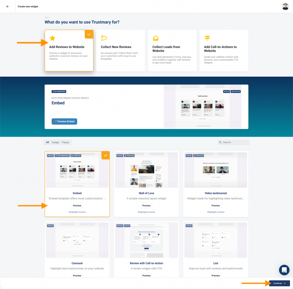 widget d'évaluation des clients sur google