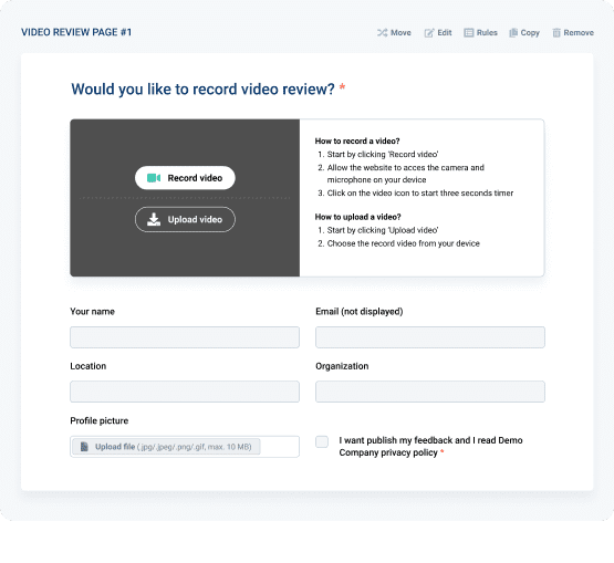 leave a video testimonial with a video testimonial form