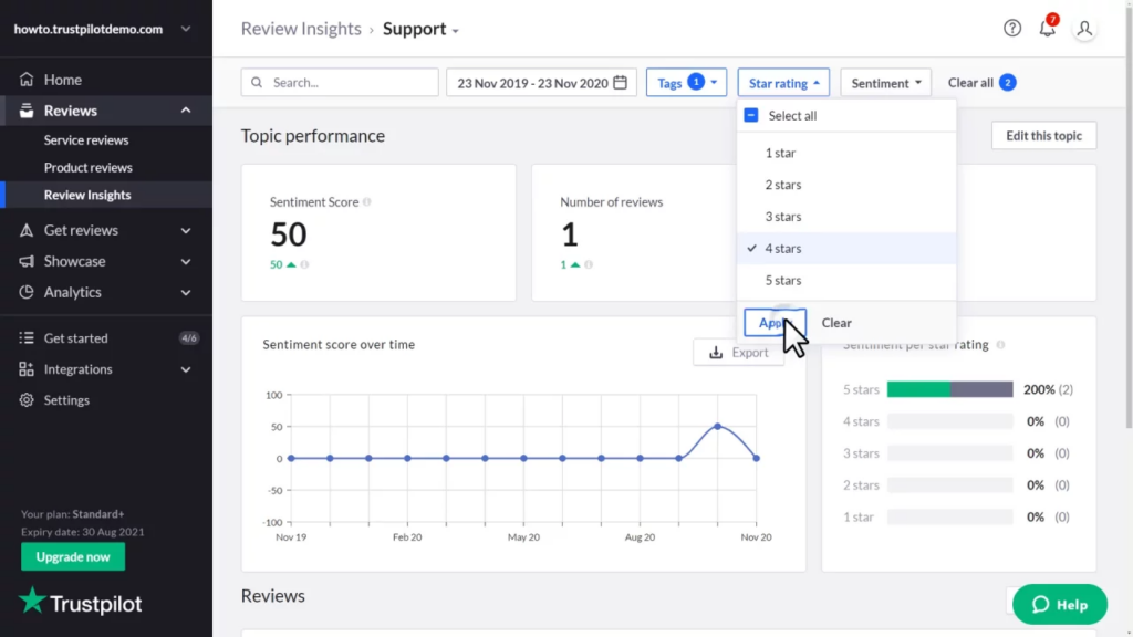 trustpilot dashboard
