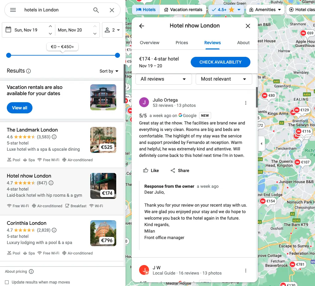 Google Maps is a crucial review platform for hotels and other local businesses