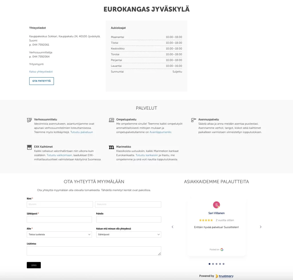 Kontaktformular auf der Website, das auch als Social Proof dient, um das Vertrauen zu stärken