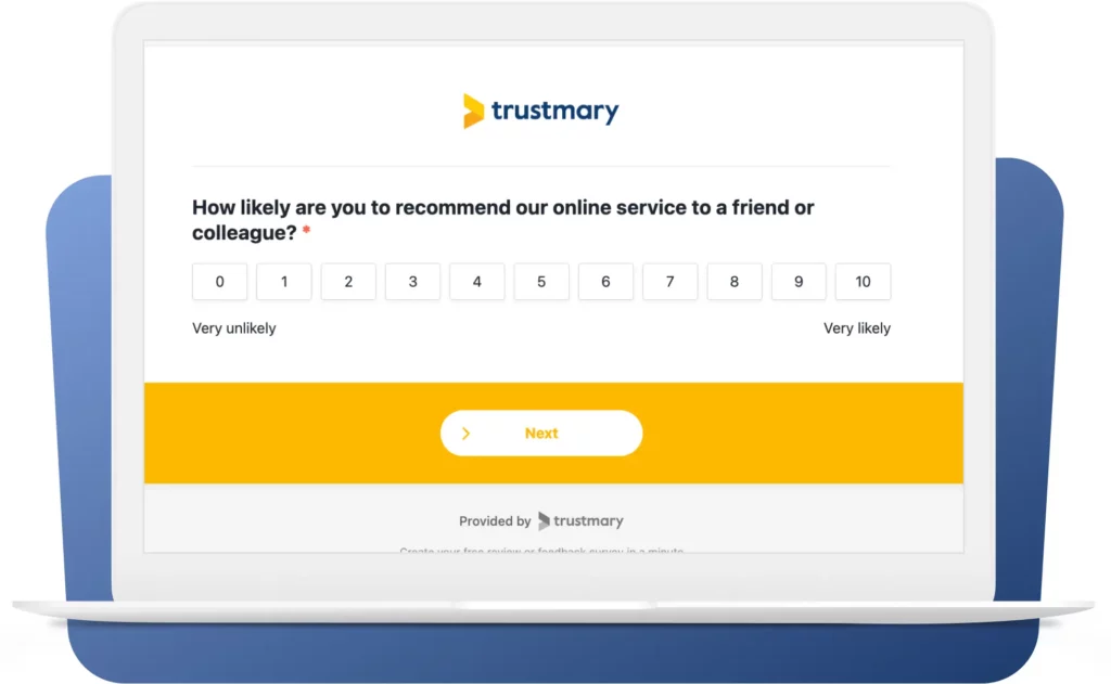 screenshot of NPS survey made with Trustmary