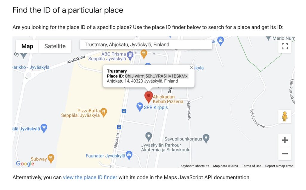 copy placeID to paste on google review link