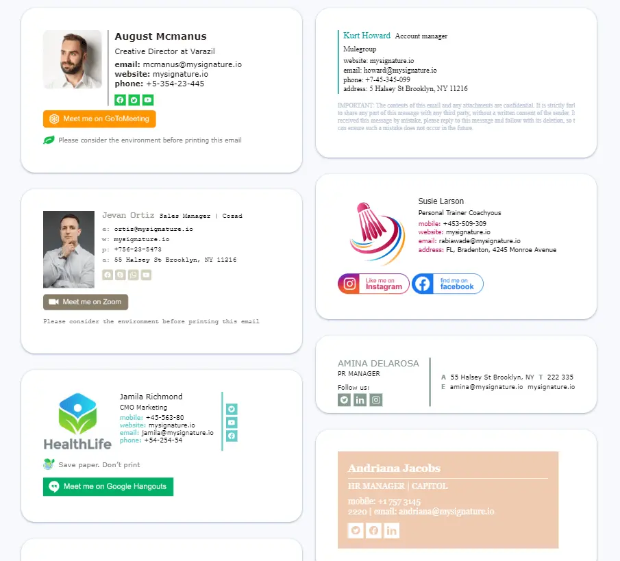 Beispiele für E-Mail-Signaturen