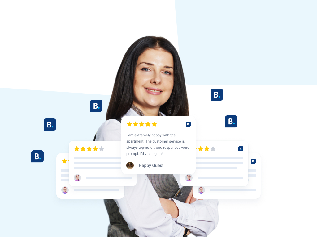 booking.com customer review cards flying