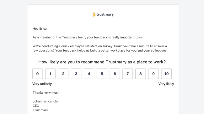 employee net promoter score message