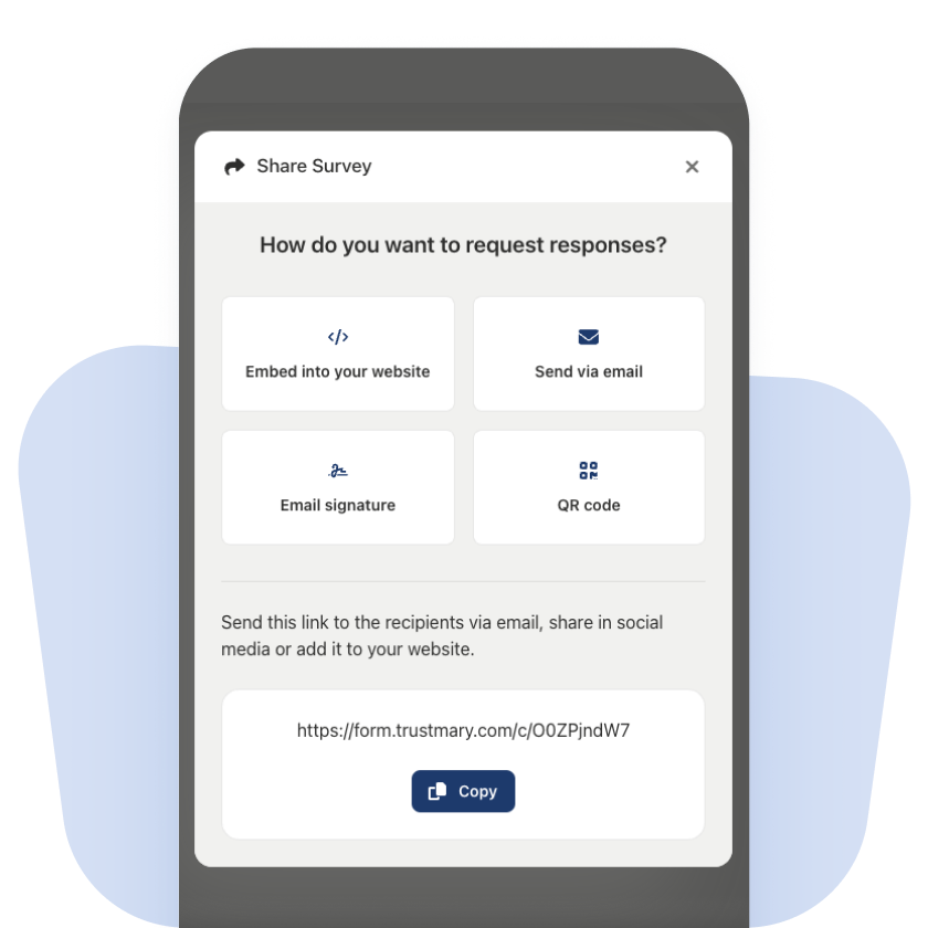 share your review collection campaign to different channels