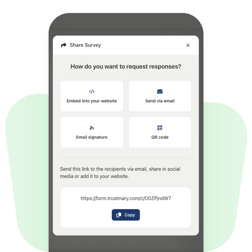 share your review collection campaign to different channels