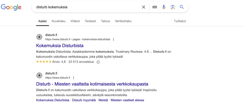 experiences with disturb to raise star ratings on search engines