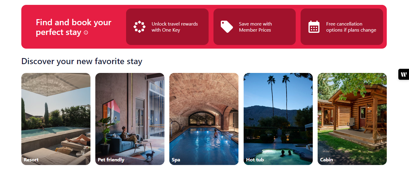A screenshot of Hotel.com’s website.