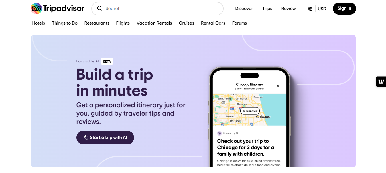 AI voice example on Tripadvisor.