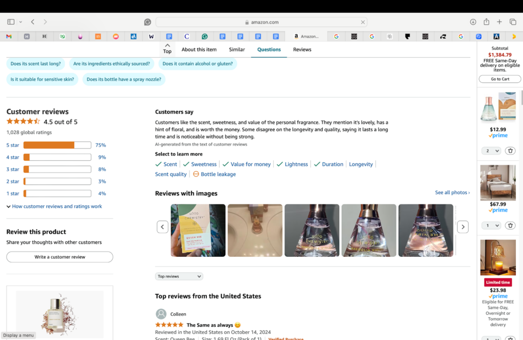 Screenshot of AI-powered Amazon review summary