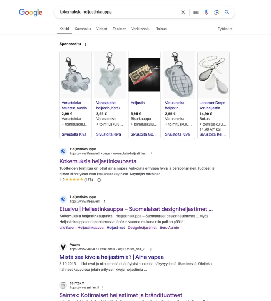 experiences about the company example in search engines