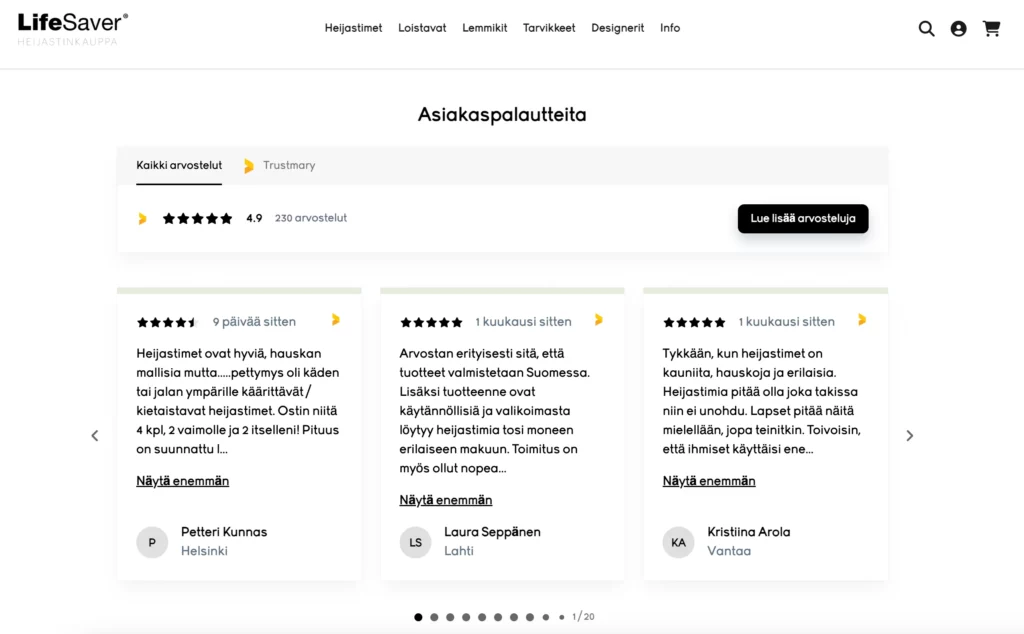 reflector shop online store widget on the website example