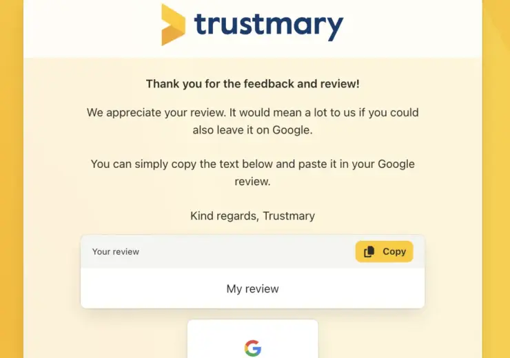 Copy review text to clipboard