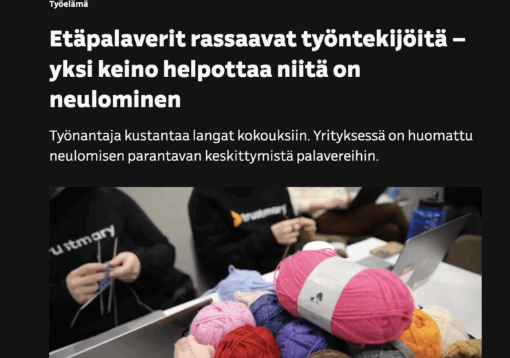 YLE Interviews Trustmary about Knitting and Well-Being at Work