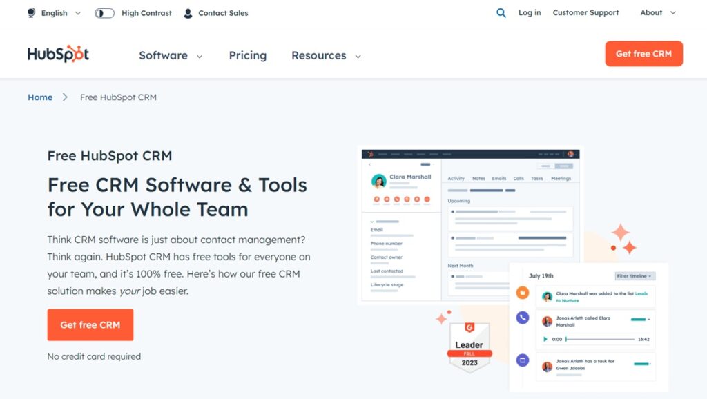 hubspot crm website