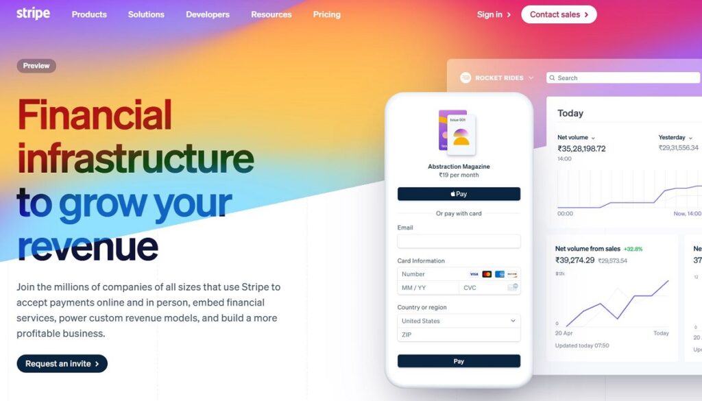 stripe website