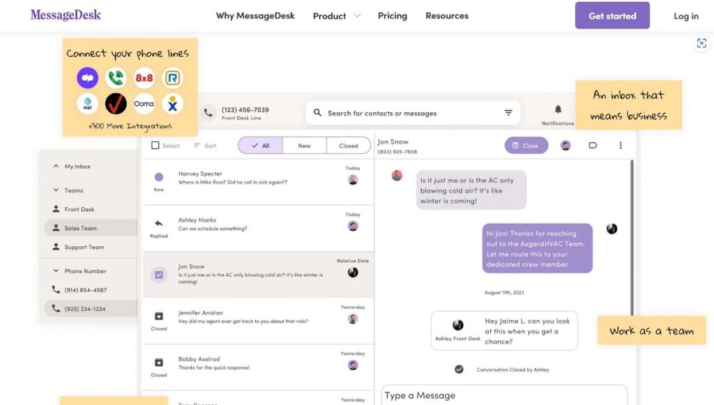 MessageDesk website