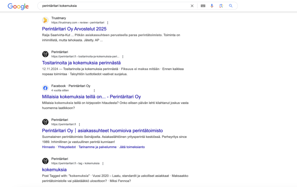 review page appears in organic google search