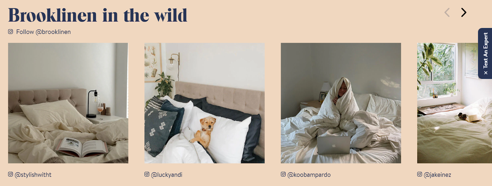screenshot from brooklinen's website shows photos that customers have submitted