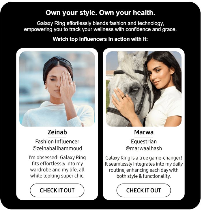 screenshot from Samsung's newsletter
